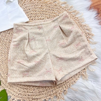 Conj. Regata com Laço em Paetê e Short - Off White e Areia